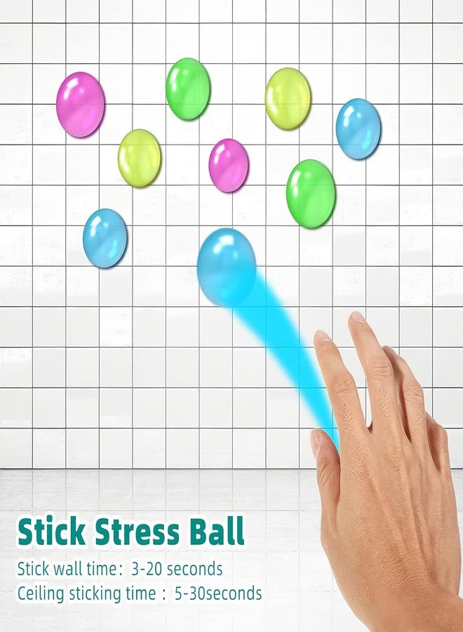 KickZu 2Pcs Glowing Sticky Balls, Stress Relieving Glow in The Dark Stick to The Ceiling, Rubber Glow Sticky Ball, Sensory Stress Toy, Fidget Toys for Adults Kids, Sticky Balls on Walls for Kids - Image 3